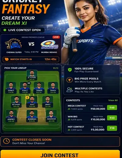 Come (come) fantasy cricket & matchday visual 3